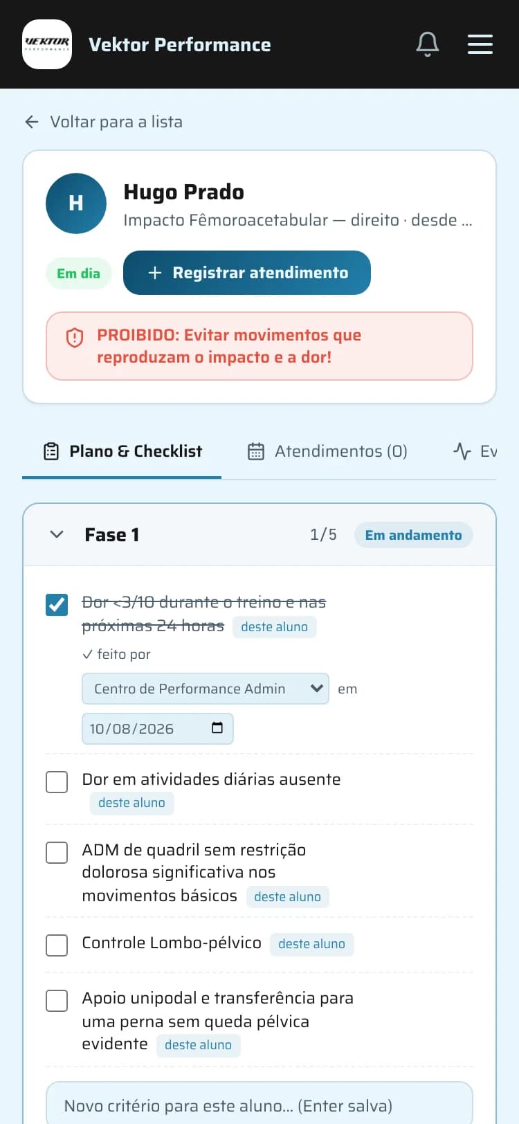 Biblioteca de protocolos clínicos de reabilitação no app