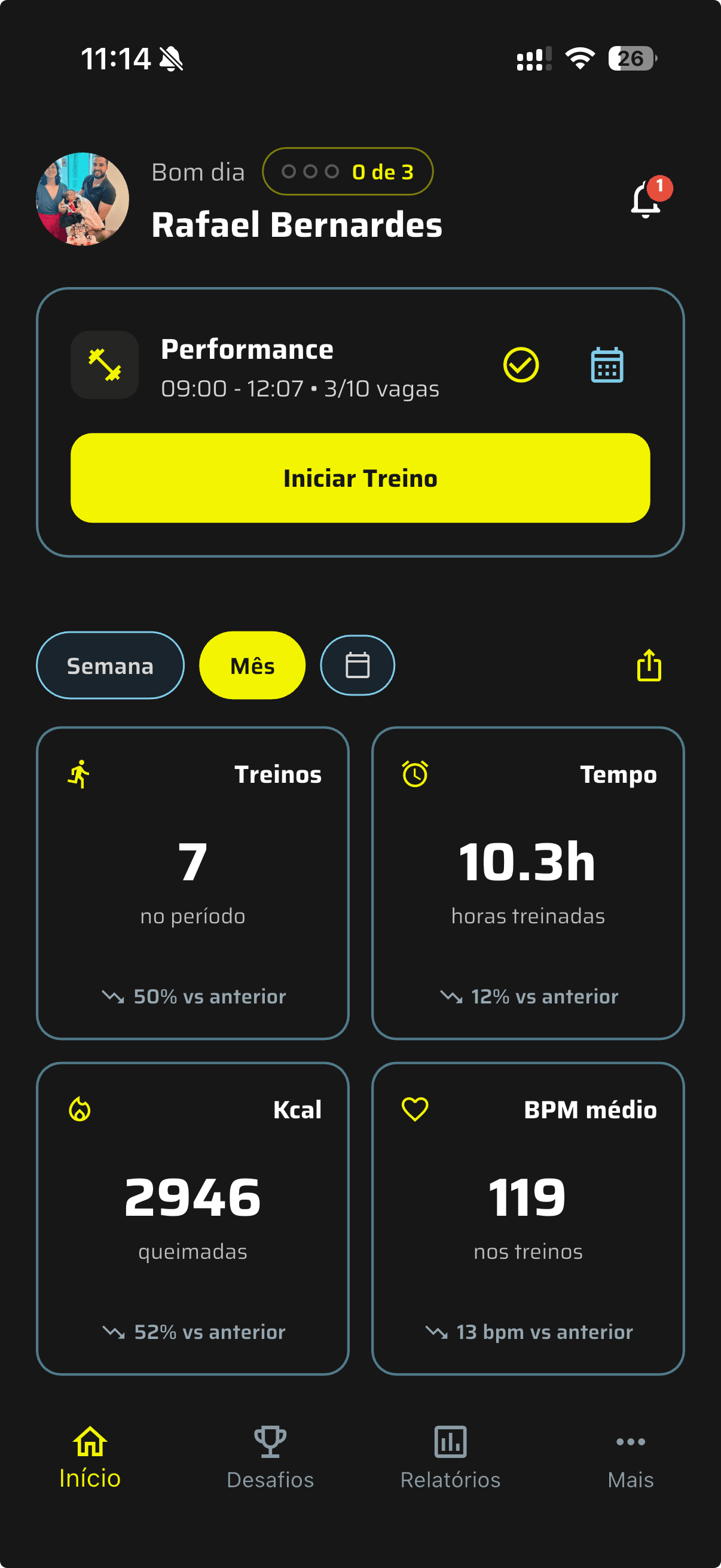 App del alumno Vektor Pulse con entrenamiento y métricas